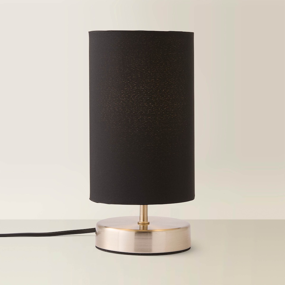 image 1 of ValueLights Francis Brushed Chrome Touch Table Lamps Black Shades | Silver | Black