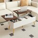 image 3 of COSTWAY Lift Top Coffee Table w/Storage Compartments Walnut White
