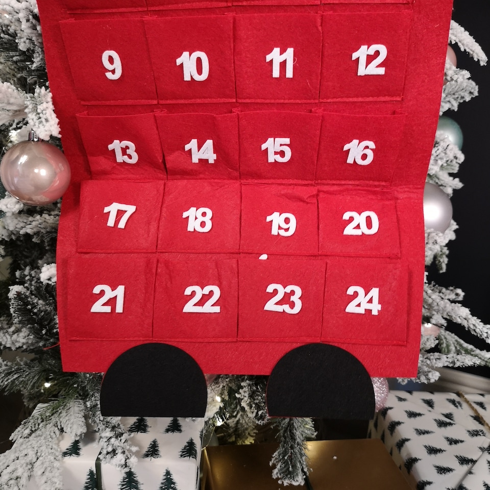 image 1 of 90cm Fabric Red and White Hanging Santa Advent Calendar Christmas Decoration