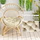 image 6 of Outsunny Outdoor Seat Cushions Set of 2, Tufted Round Chair Pads | White | Beige | 1