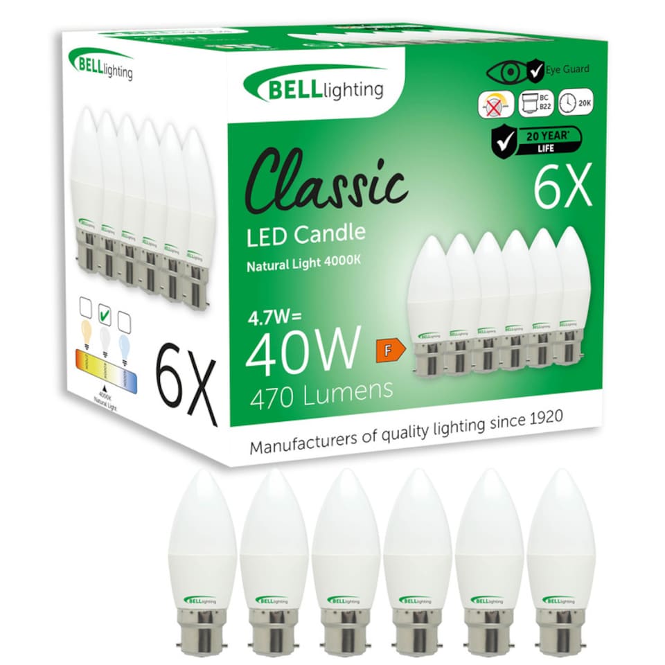 image 1 of BELL Lighting B22 LED Candle 4.7W Natural White 4000K  Energy Saving Light Bulb