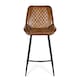 image 1 of Real Genuine Leather Breakfast Kitchen Bar Stool Tan Brown With Back Rest 106cm High x 50cm Wide x 59cm Deep Seat Height 70cm