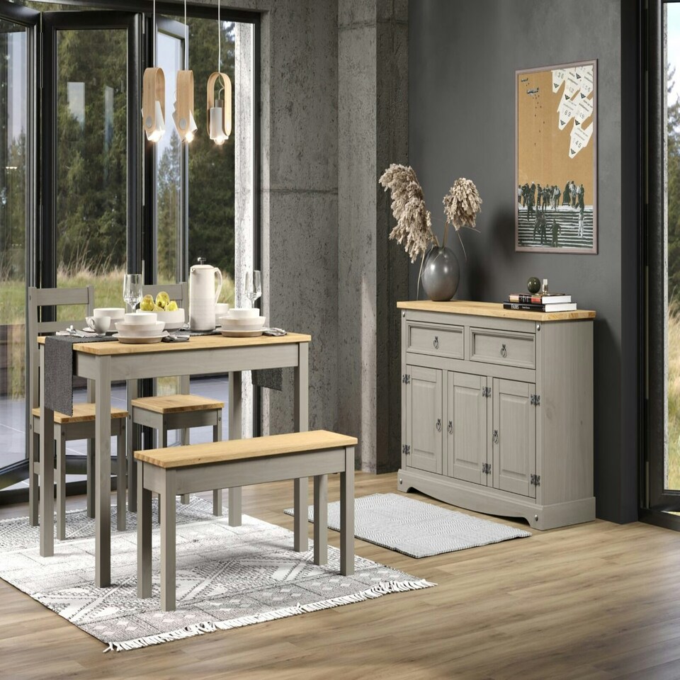 image 1 of Dinea Grey Ladder Back Chair (Pair) Grey