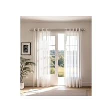 Sheer Eyelet Voile Curtains in White | White