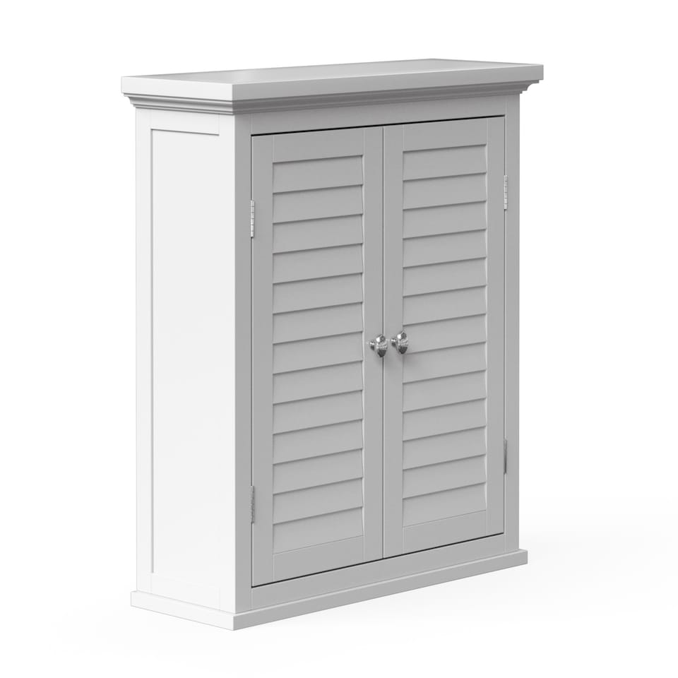 image 1 of Teamson Home Wooden Bathroom Wall Cabinet 2 Doors White