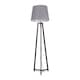 image 1 of ValueLights Lottie Black Wood Tripod Floor Lamp Grey Taper Shade and Bulb