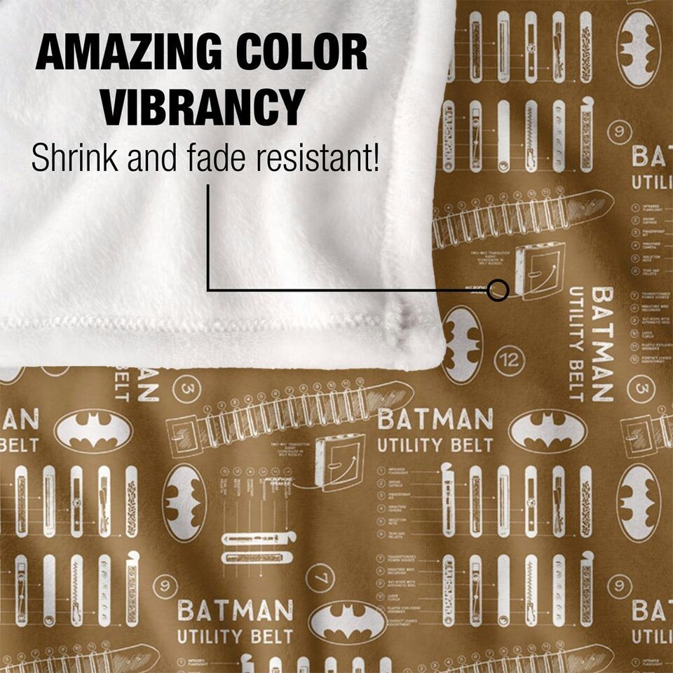 image 1 of Batman Utility Belt Schematic Blanket - Multicoloured - One Size