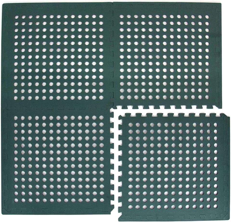 image 1 of Garden Safety Floor Mats – Interlocking EVA Foam Tiles | Green Outdoor Anti-Fatigue Matting with Drainage Holes (16 Sq. Ft)