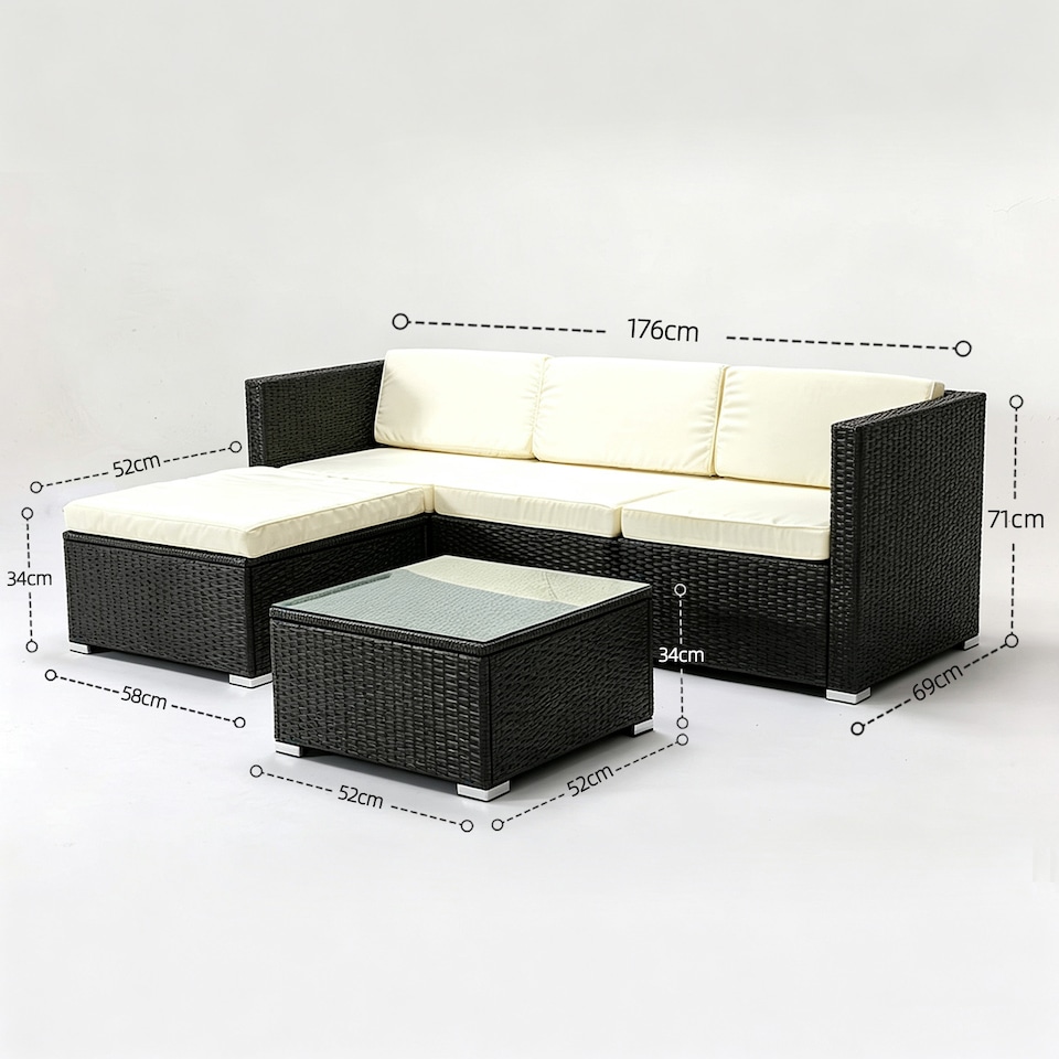 image 1 of MCC Direct Rattan Corner Sofa Chair and Table Outdoor Patio Garden Furniture set Rupert