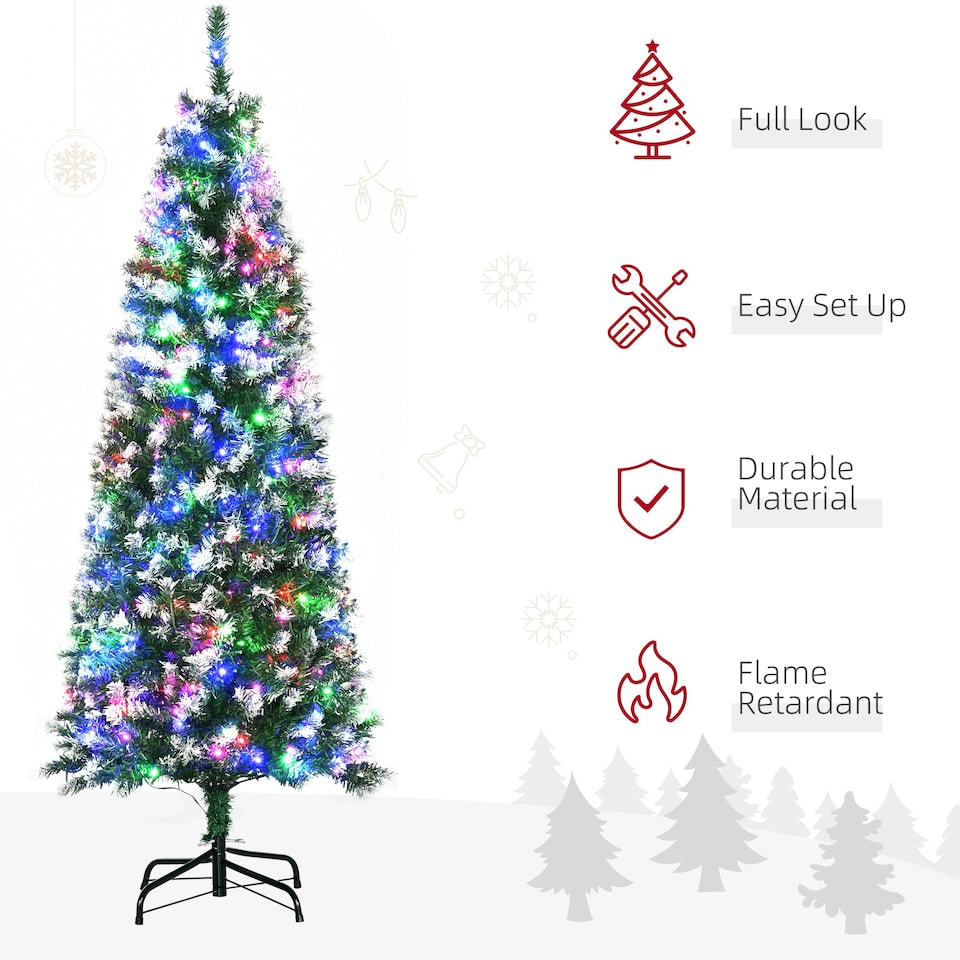image 1 of HOMCOM 5FT Prelit Artificial Xmas Tree Holiday Décor w/ 250 Colourful LED Light