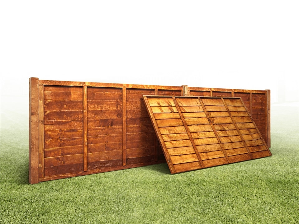 image 1 of eDecks Overlap Waney Edge Timber Fence Panels, 6ft x 4ft - Pack of 5