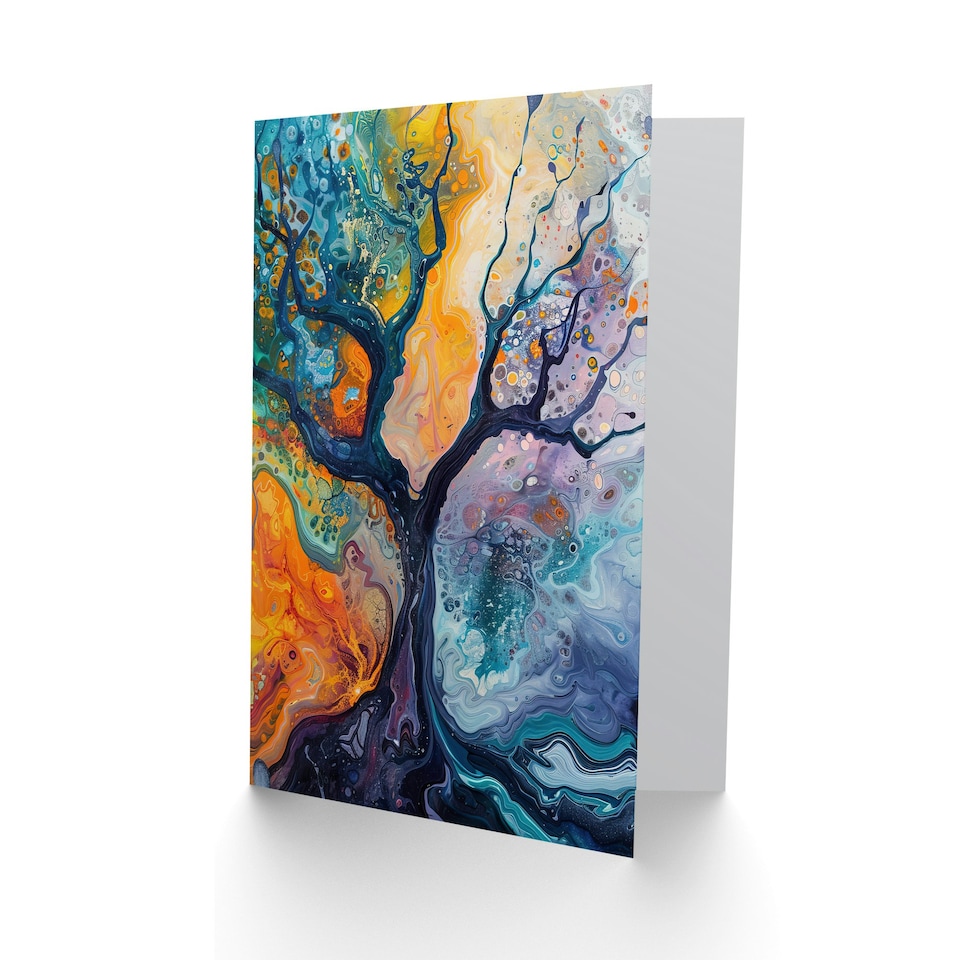 image 1 of Abstract Tree Water Bubble Organic Him Her Birthday Card