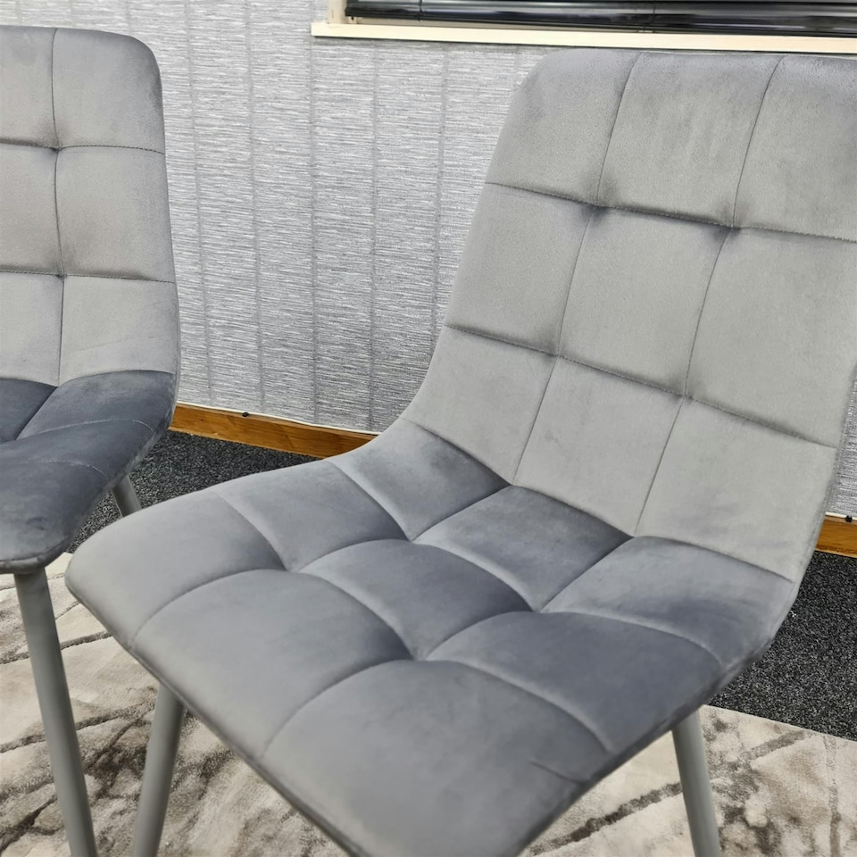 image 1 of Dining Chairs Set of 6 Grey Velvet Kitchen Chairs Grey