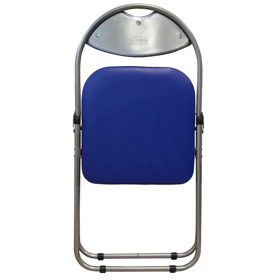 image 1 of Harbour Housewares Padded Folding Chairs - Blue/Silver - Pack of 6 | Blue | Blue