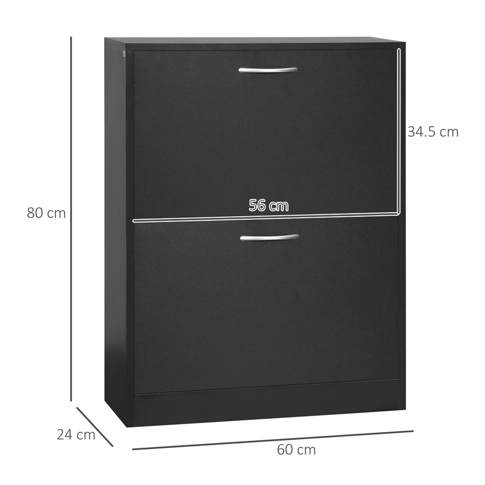 image 1 of HOMCOM Two Drawer Shoe Storage Cabinet Footwear Stand Organiser for 12 Pairs