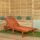 image 4 of 1.9m x 0.6m Outdoor Wooden Adjustable Foldable Sunlounger with Wheels Brown