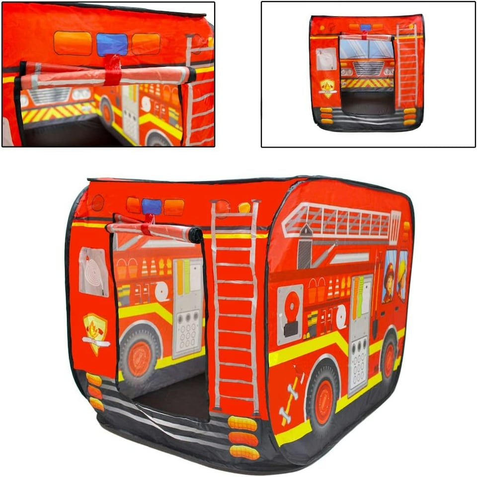 image 1 of Pop-Up Play Tent for Kids – Foldable Indoor/Outdoor Red Tent with Breathable Mesh and Roller Blind Red