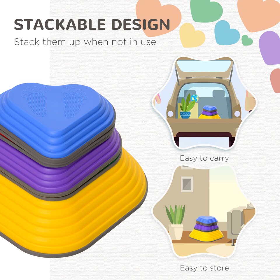 image 1 of AIYAPLAY 6-Piece Kids Stepping Stones, Non-Slip Stackable Balance Stones