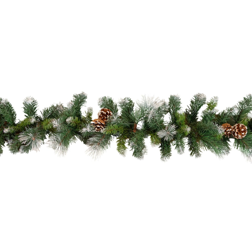 image 1 of 270cm x 25cm Frosted Glacier Christmas Garland with Pine Cones
