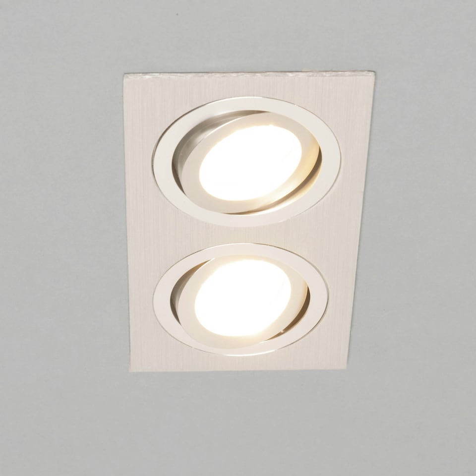 image 1 of BHS Faina 2 Light Adjustable Double Recessed Spotlight | Silver | Silver | 1