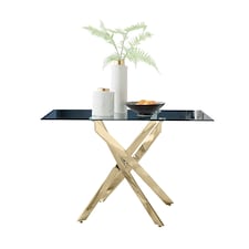 Furniturebox Leonardo Glass and Gold Leg Modern 4 Seat Dining Table