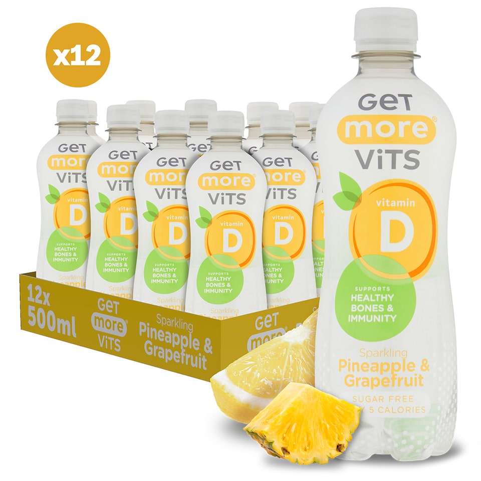 image 1 of Get More Vitamin D Sparkling Pineapple & Grapefruit 12x500ml