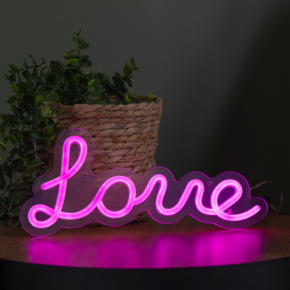 image 1 of 30cm Light up Neon Effect Love Sign in Pink with 111 LEDs