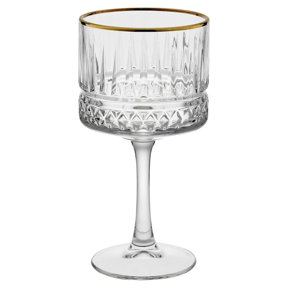 image 1 of 500ml Elysia Cocktail Goblets Gold Rimmed Long Stemmed Martini Glass | Clear | Clear