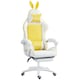 image 1 of Vinsetto Reclining Racing Gaming Chair with Headrest and Lumber Support, PU Leather Computer Chair with Removable Rabbit Ears, Footrest, Yellow