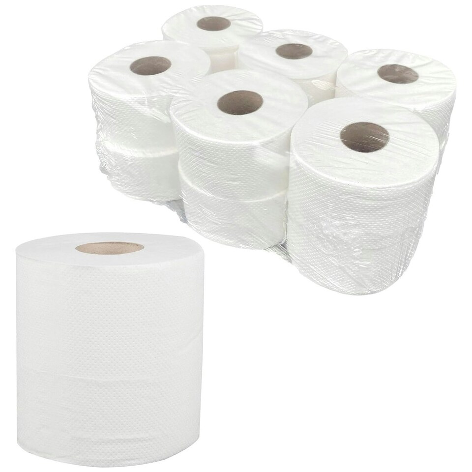 image 1 of 12 x White Embossed Centrefeed Rolls Multipurpose Kitchen Restaurants Paper Towels