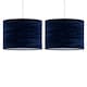 image 1 of Set of 2 Navy Blue Crushed Velvet 33cm Pendant Lightshades | Blue | Large | 2