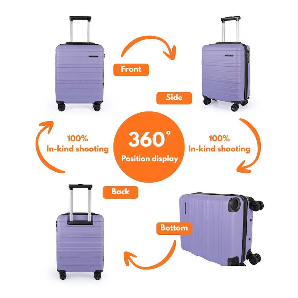 image 1 of ABS Cabin Luggage 45×36×20 Lightweight Carry-On with TSA Lock | Purple | French Lilac | Cabin Bag