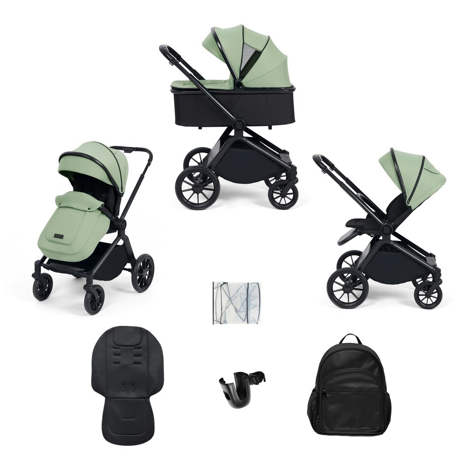 image 1 of Altima 2-in-1 Pram - Suitable from Birth to 22kg (Approx. 4 Years*), Adjustable Handle, Cosy Footwarmer, Extendable Hood, Large Basket & Rain Cover (Sage Green)