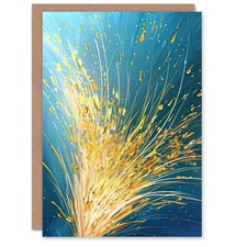 Spray Golden Wheat Acrylic Teal Harvest Him Her Birthday Card