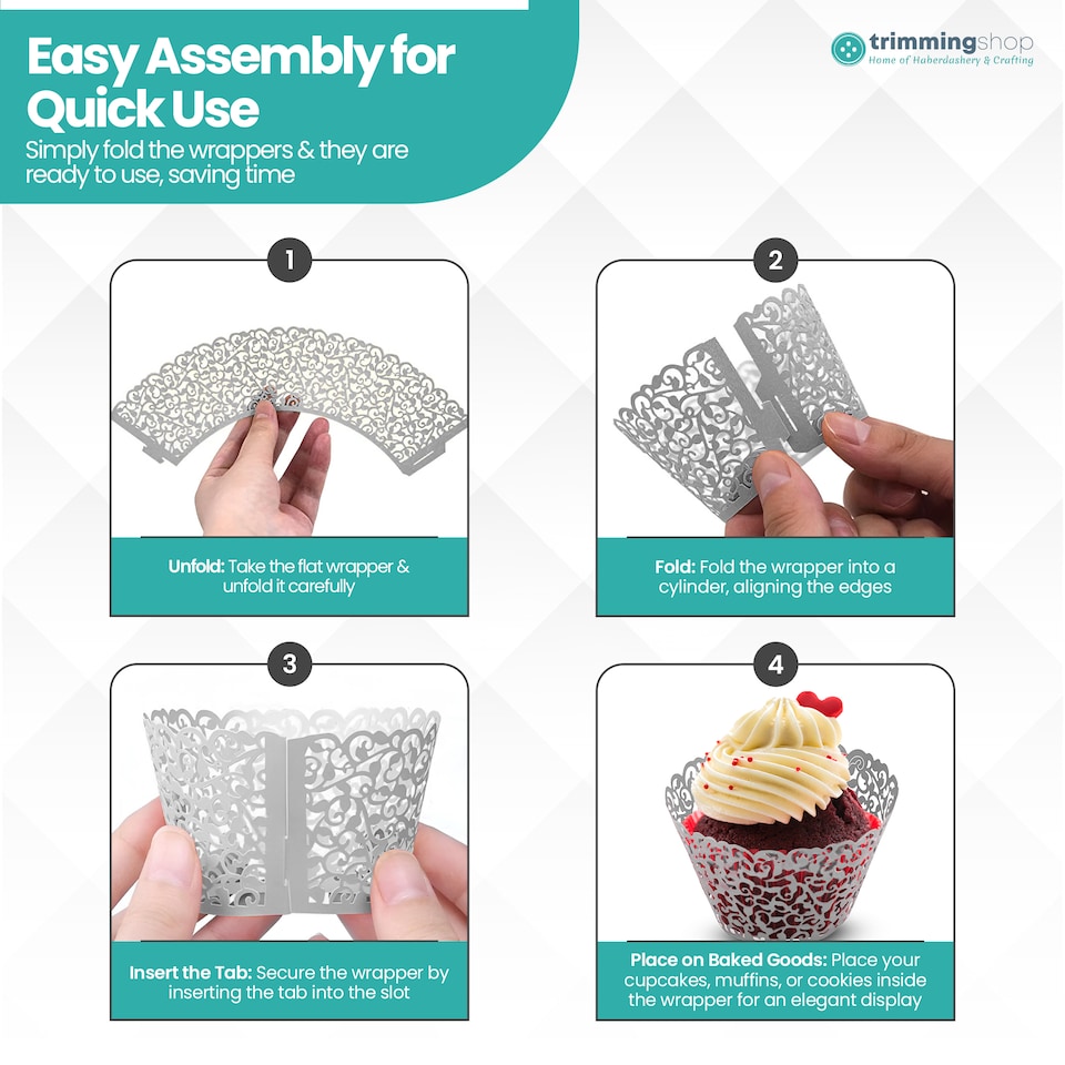 image 1 of Cupcake Wrappers Laser Cut Floral Design Paper Cup Holders - 25pcs