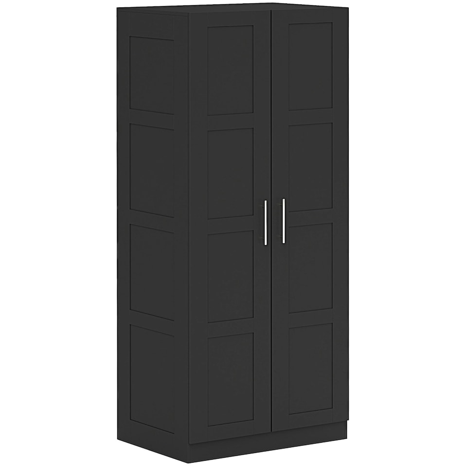 image 1 of HOMCOM Wardrobe for Bedroom, Double Wardrobe with Hanging Rail, Black
