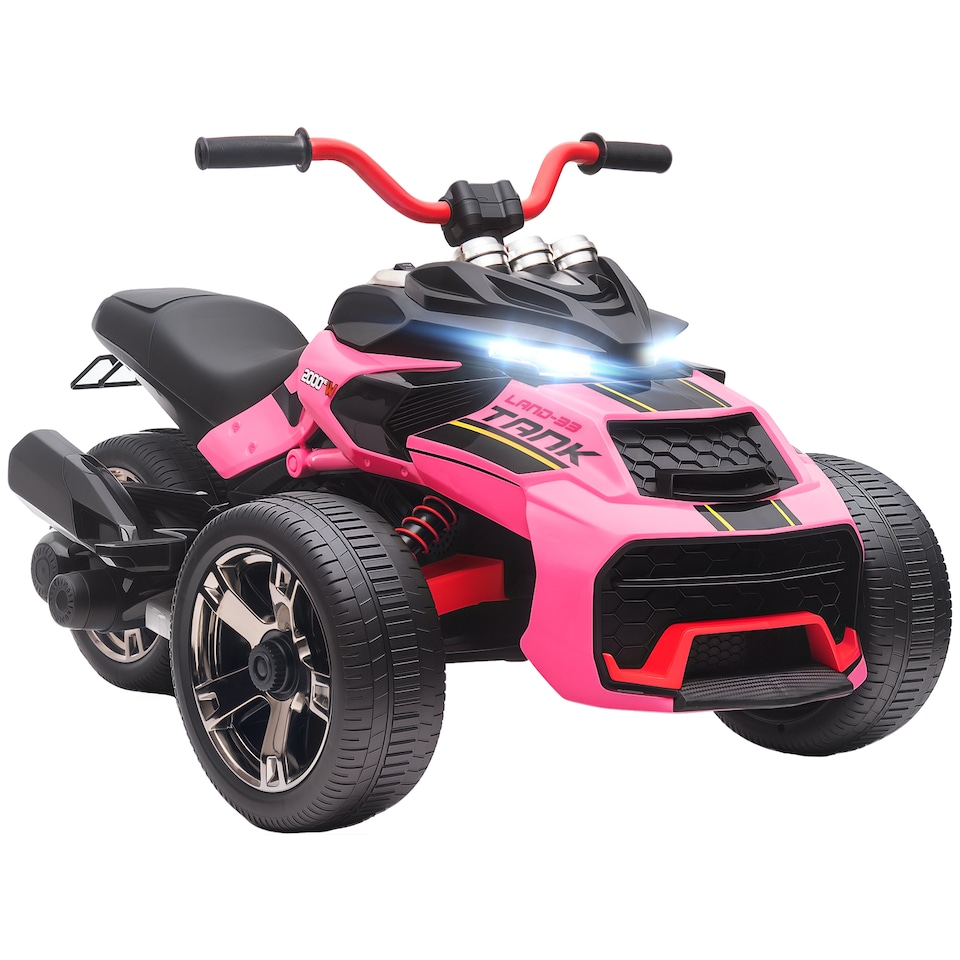 image 1 of AIYAPLAY Kids Electric Ride On Car, 12V Battery Powered Ride On ATV with MP3 Player, Horn, 2 Speeds, LED Lights, 3 Wheeler Electric Vehicle Toy Car for Boys & Girls Ages 3-8 | Pink