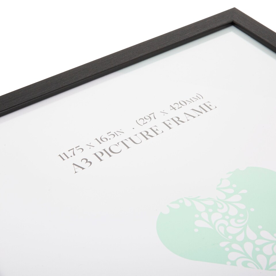 image 1 of Modern and Stylish Black Veneer Wood Effect A3 Plastic Frame for Wall Hanging | Black | L