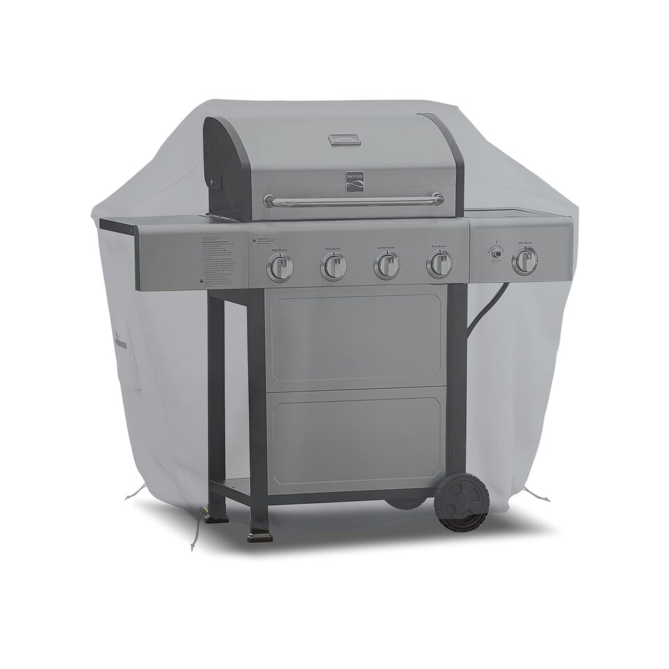 image 1 of Covers&All BBQ Grill Cover, 12 Oz Waterproof UV & Weather Resistant, Outdoor Cover with Air Vents, 64 in x 64 Inch, Grey