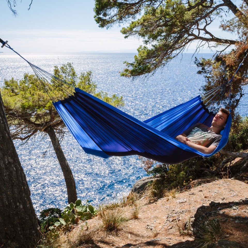 image 1 of Amazonas Ultralight Camping Hammock – Silk Traveller Ocean