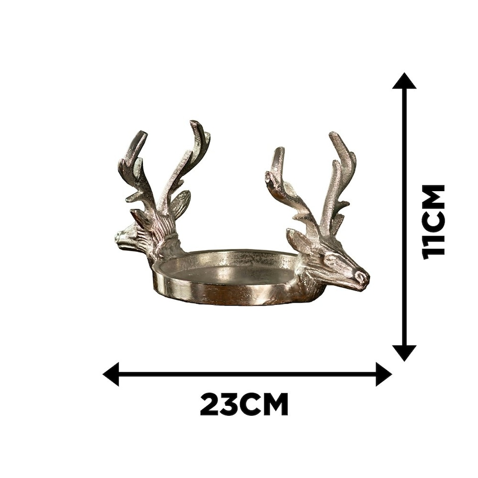 image 1 of Marco Paul Twin Stag Candle Holder 11cm Silver