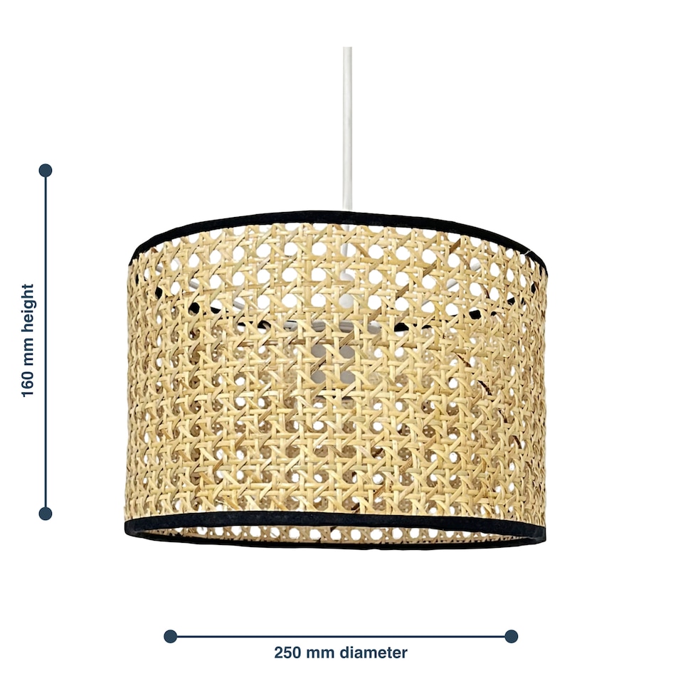 image 1 of Set of 2 Kona - Natural Rattan 25 cm Easy Fit Pendant Shades | Cream | Medium | 2