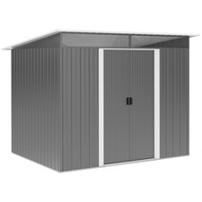 Outsunny 8.5 x 6ft Metal Shed with Lightsky Panels, Garden Storage Tool House with Double Doors for Garden, Patio and Lawn, Grey