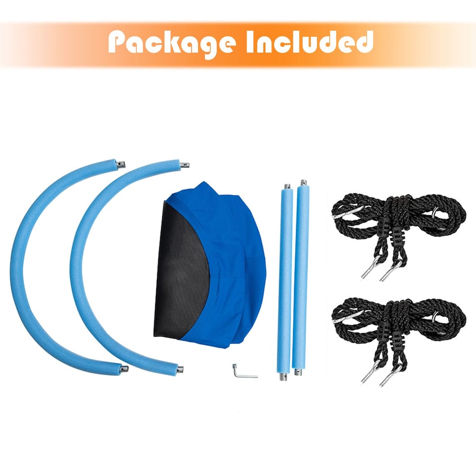 image 1 of COSTWAY Oval Swing Tree Swing with Adjustable Heights Blue