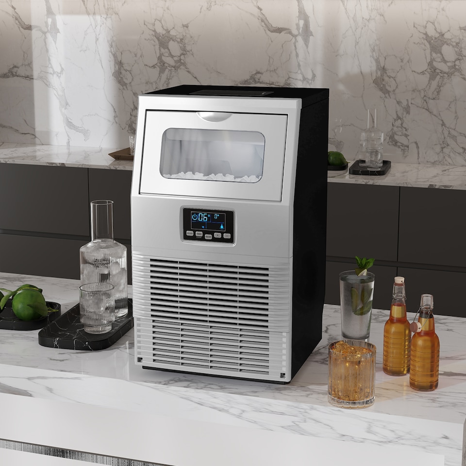 image 1 of HOMCOM Commercial Ice Maker with 4kg Ice Storage for Home Restaurant | Silver