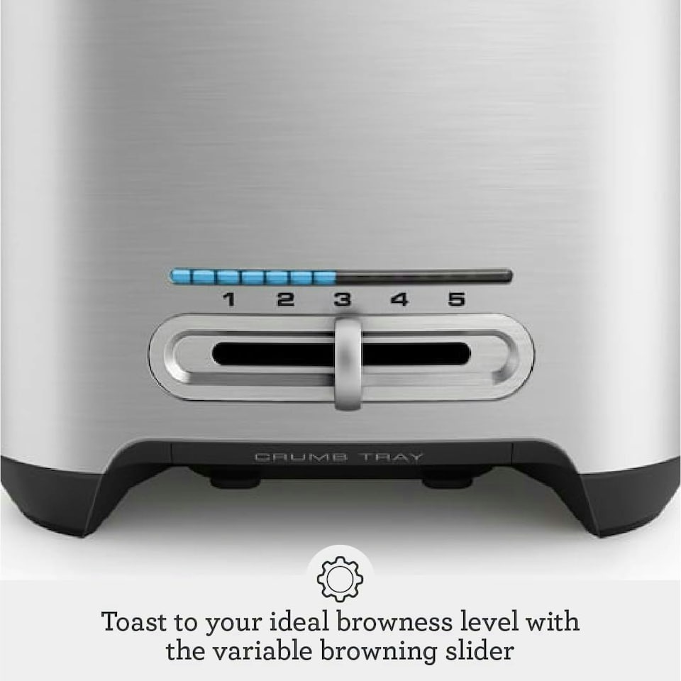 image 1 of Sage The Smart Toast 2-Slice Toaster, 2 Extra-Wide Slots - A Bit More, Lift & Look, Defrost & Bagel Settings - Brushed Aluminium Silver