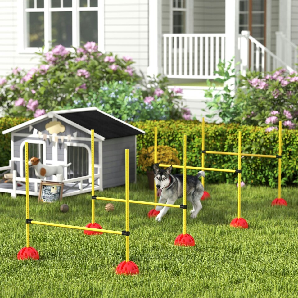 image 1 of PawHut 4-Piece Dog Agility Equipment with 4 Hurdle bars, for Training