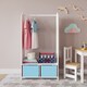 image 2 of Kids MDF Wooden Hanging Clothes Rail Wardrobe Storage Shelves with Inserts Mirror | Blue | Sky Blue