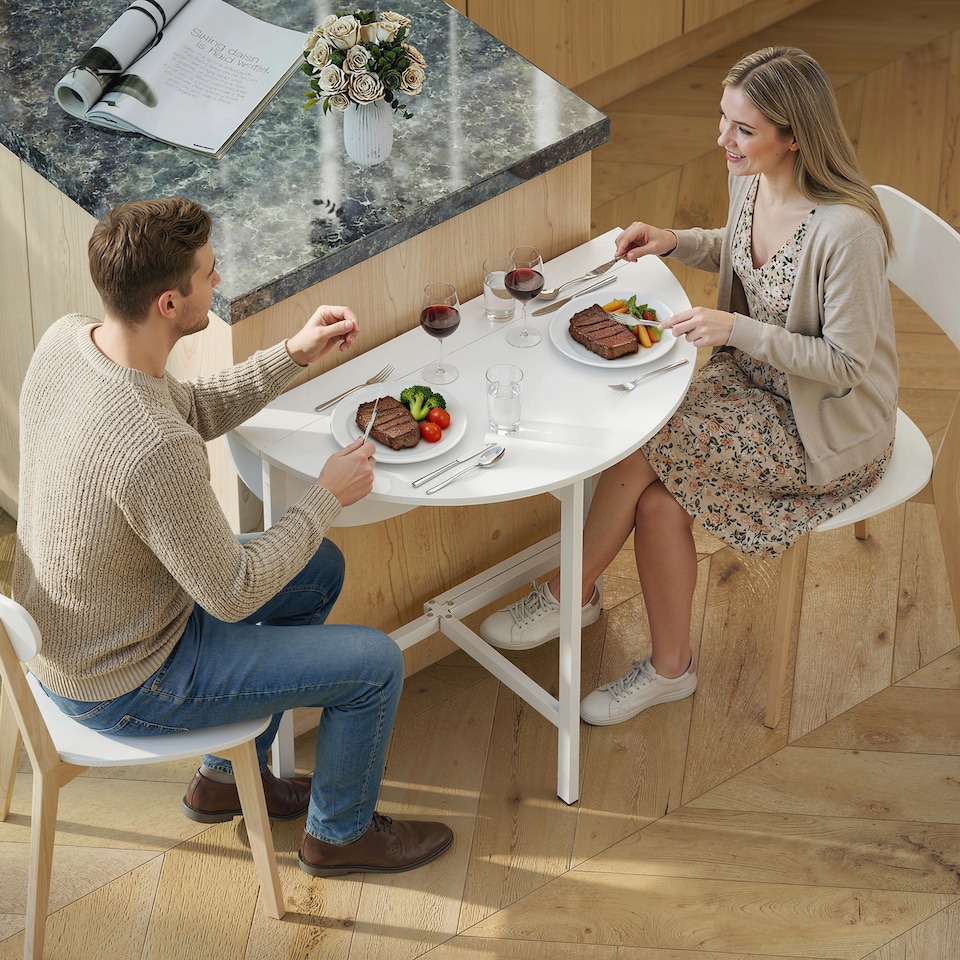image 1 of HOMCOM Folding Dining with Steel Frame for Small Spaces, White
