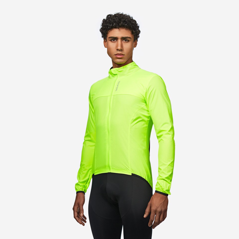 image 1 of Decathlon Men's Long-Sleeved Ultra-Light Road Cycling Windbreaker Racer - Yellow